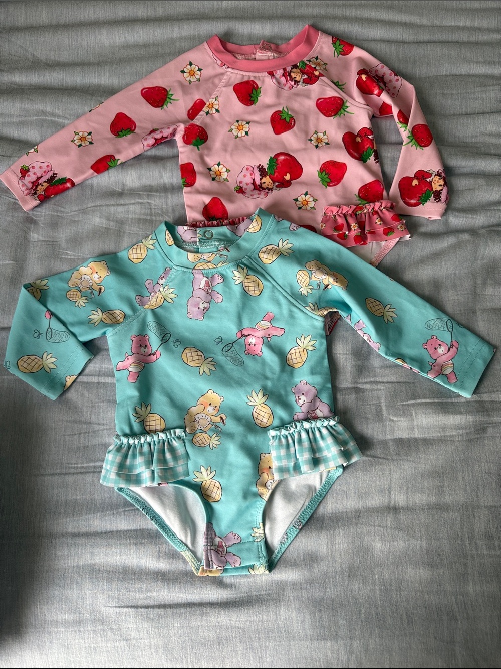 Retro style Care Bears Strawberry Shortcake Baby Girl Swimsuits 6-9 months Gen X